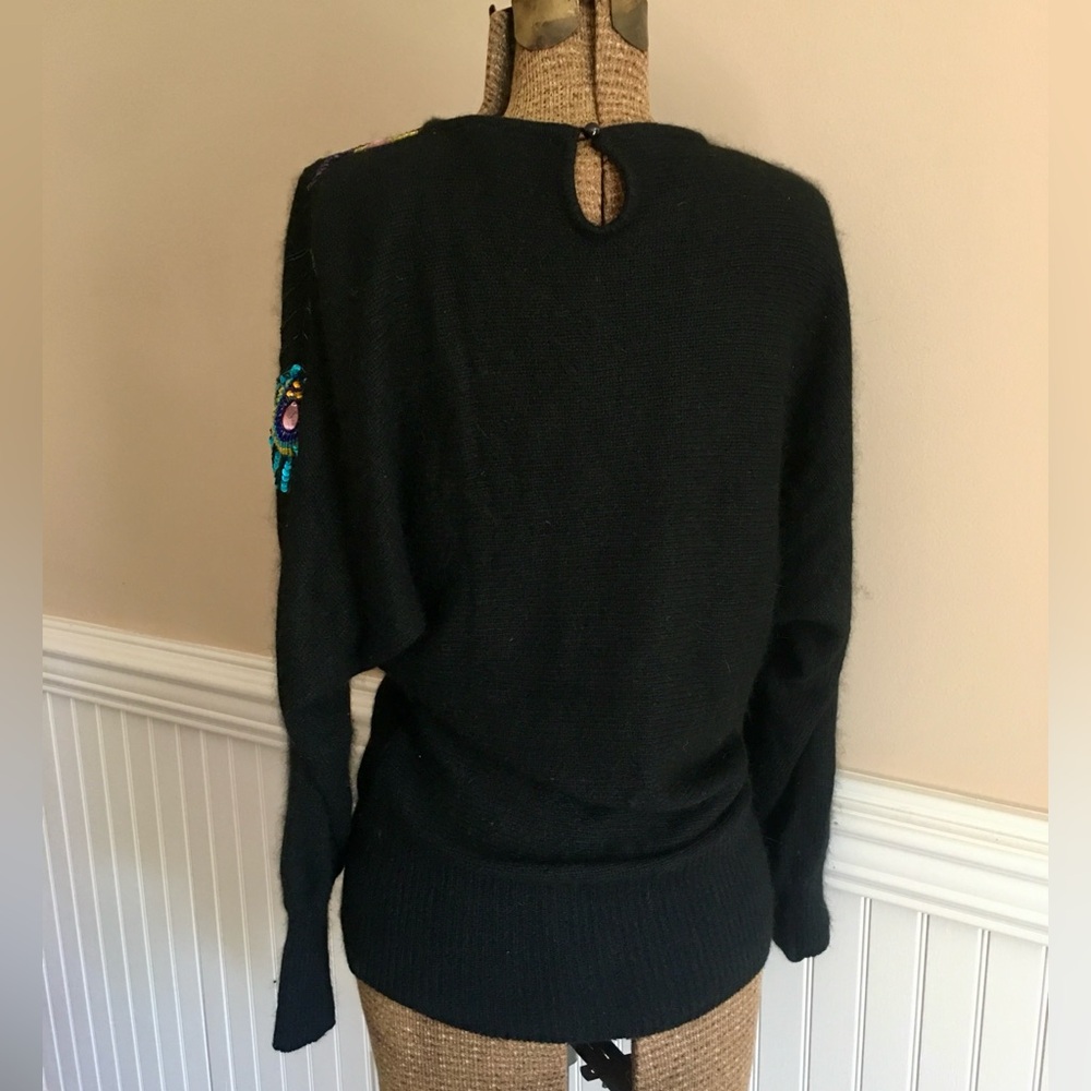 Vintage Sequin & Beaded Cedars Black Knit Dress Sweater Size: M - Picture 8 of 14